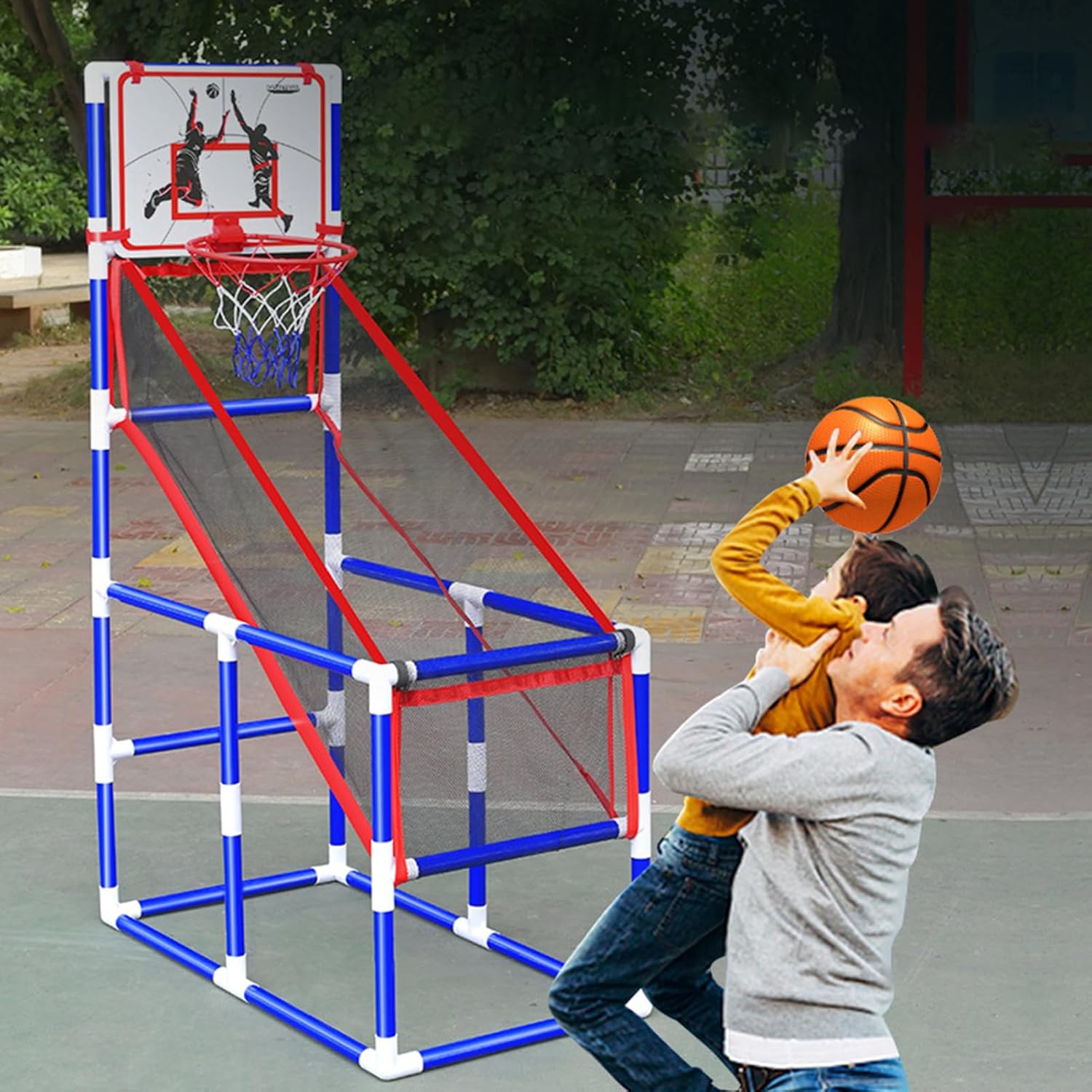 Kids Basketball Hoop Adjustable Height Basketball Training Set Indoor Outdoor with 4 Balls (Game Set)