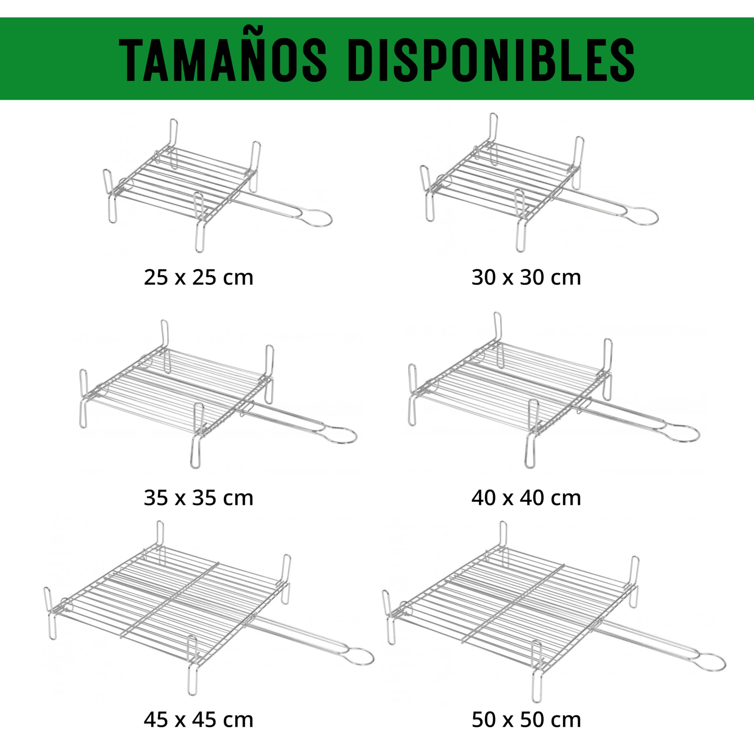 Parrilla para Barbacoa de Acero Zincado Doble, 50x50 cm - Fabricado en Europa - Regalo Salsera 350 mL - Fácil Limpieza, Resistente y Duradera