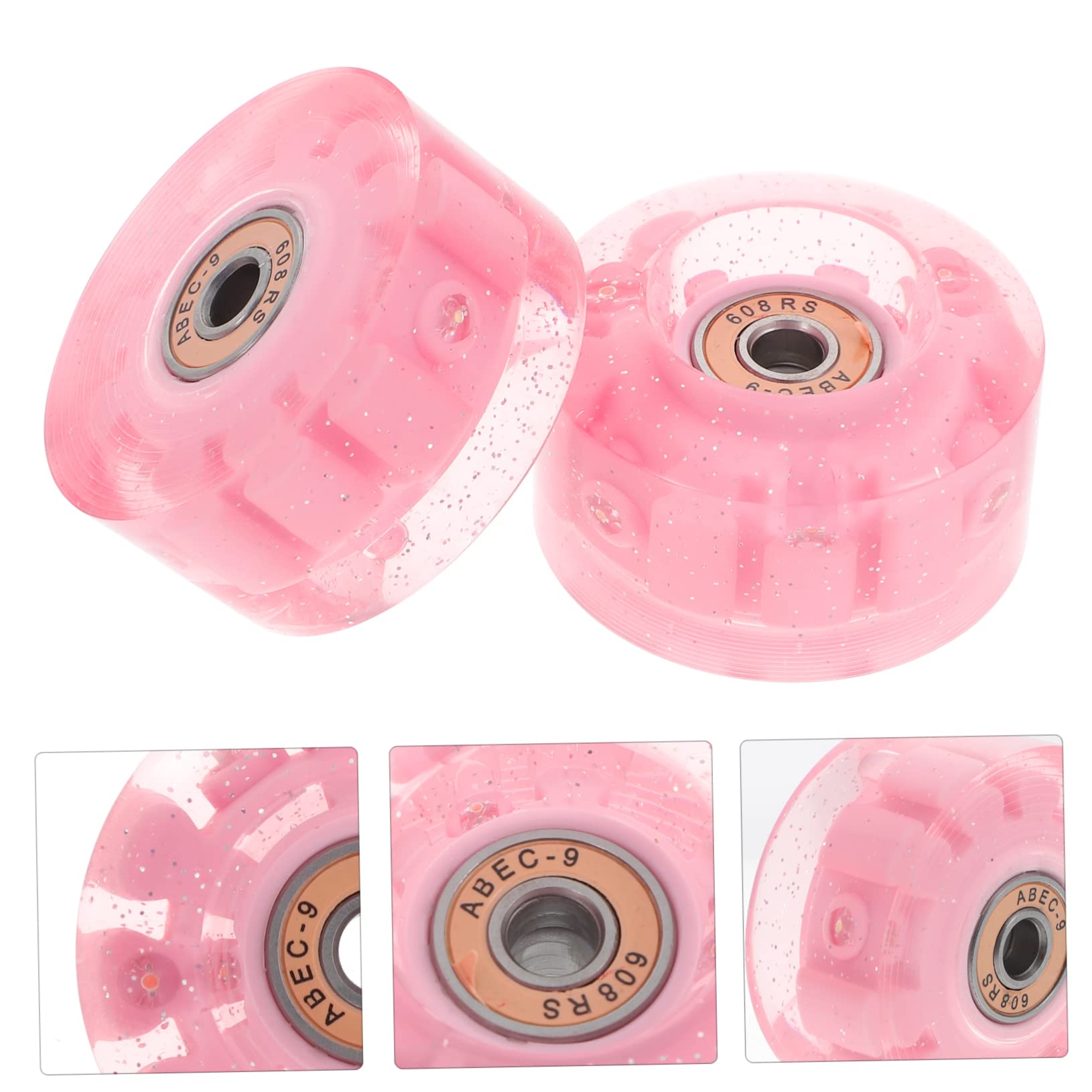 Luxshiny Ruedas de Patines Luces LED Ruedas de Patín de Poliuretano 72 Mm 8 Piezas Ejes Accesorio para Patinaje en Línea y Aire Libre para Patines Dobles