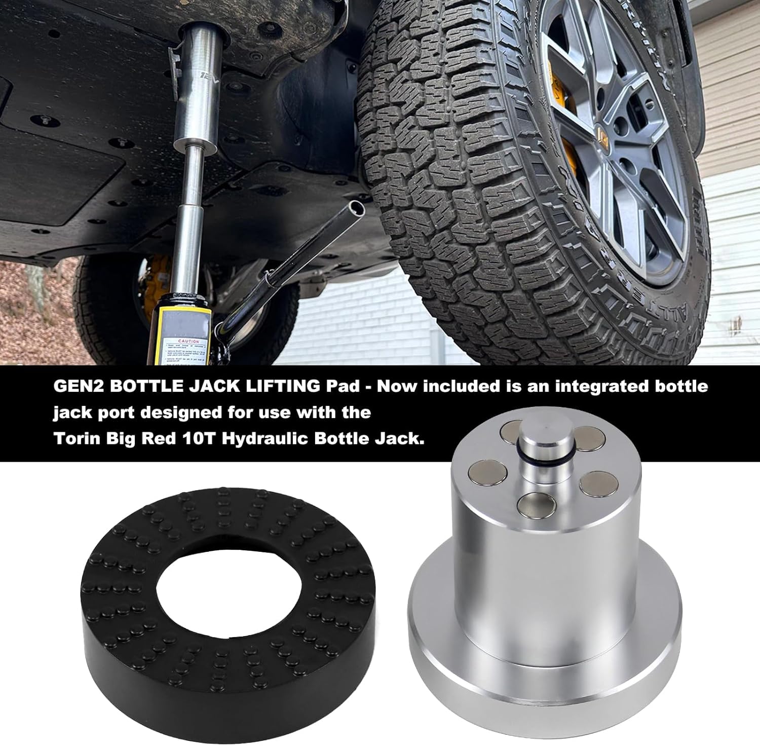 RULLINE Magnetic Jack Pad Lift Point Adapter Kit Compatible with Rivian R1T & R1S -4 Pack with Storage Zippered Case