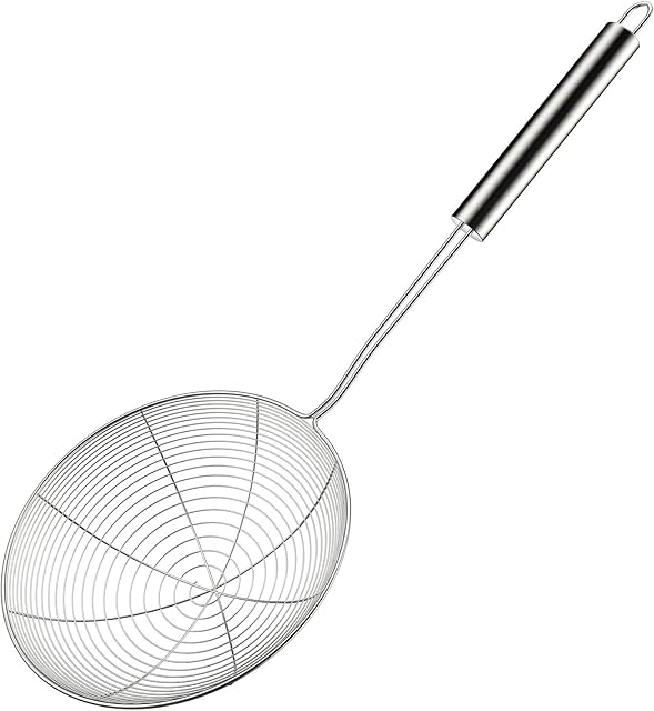Kupadio Spider Strainer Skimmer Stainless Steel Ladle Wire Spoon with Long Handle/Spiral Mesh for Kitchen Cooking and Frying Food (6.9inch)