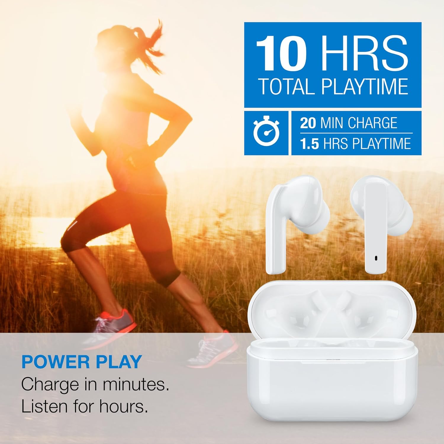 iLive Electronics IAEBT411W in-Ear Active-Noise-Canceling True Wireless Bluetooth Earbuds with Microphones and Charging Case, Sweatproof, Touch Controls, White