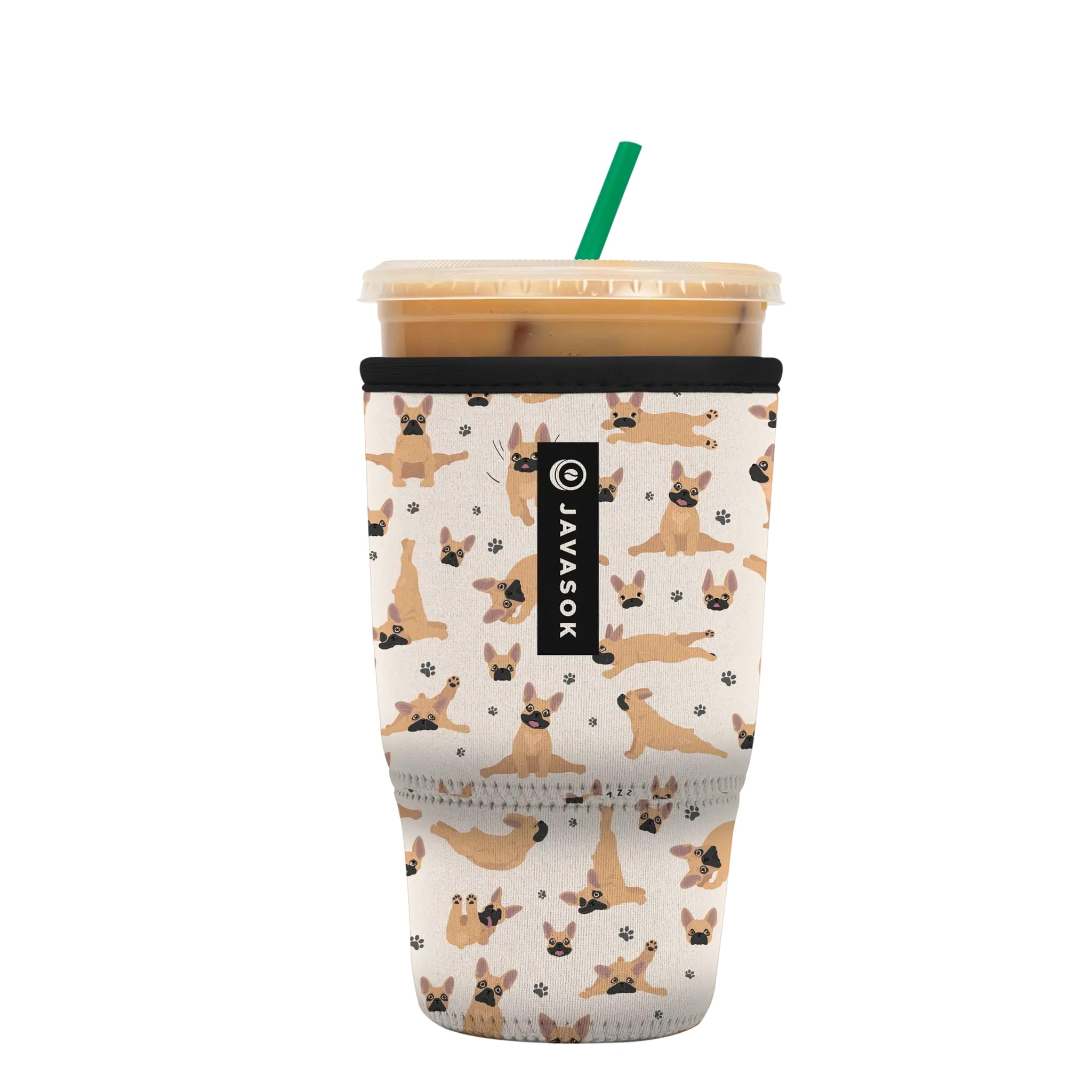 Sok It JavaSok Iced Coffee &amp; Cold Soda Insulated Neoprene Cup Sleeve (Pardon My Frenchie, Large: 30-32oz)