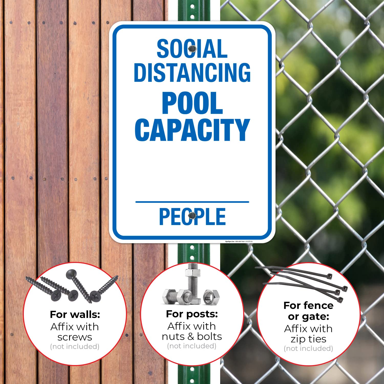 Social Distancing Pool Capacity Sign, 18x24 Inches, Rust Free .063 Aluminum, Fade Resistant, Easy Mounting, Indoor/Outdoor Use, Made in USA