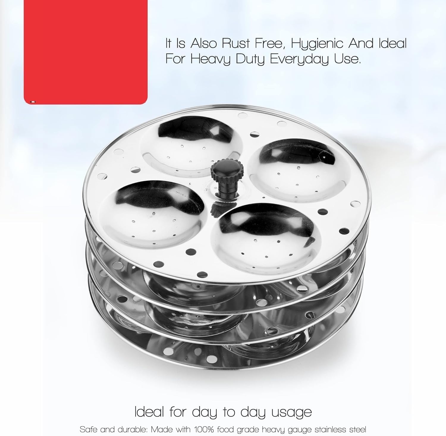 Indian Stainless Steel Idly Maker 4 Plate(16 idli) Idli Maker Steamer for Soft & Fluffy Idlis | Heavy Duty Steel Idly Pot Diwali Gift item Pack Of 1
