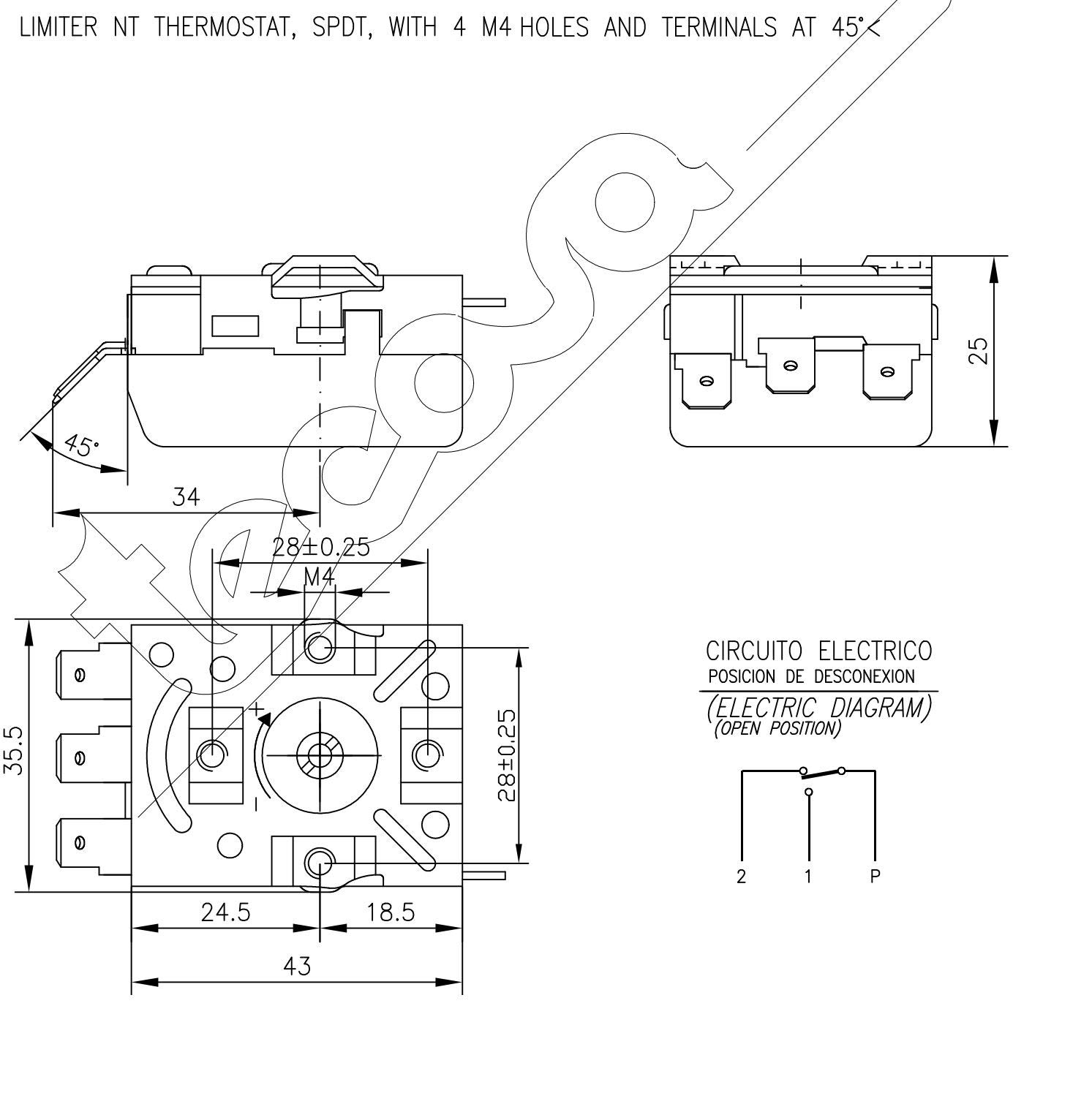 TECASA HVAC-Thermostat 5–75 °C – SPST/SPDT, 16 Produktbild-Vorschau 3