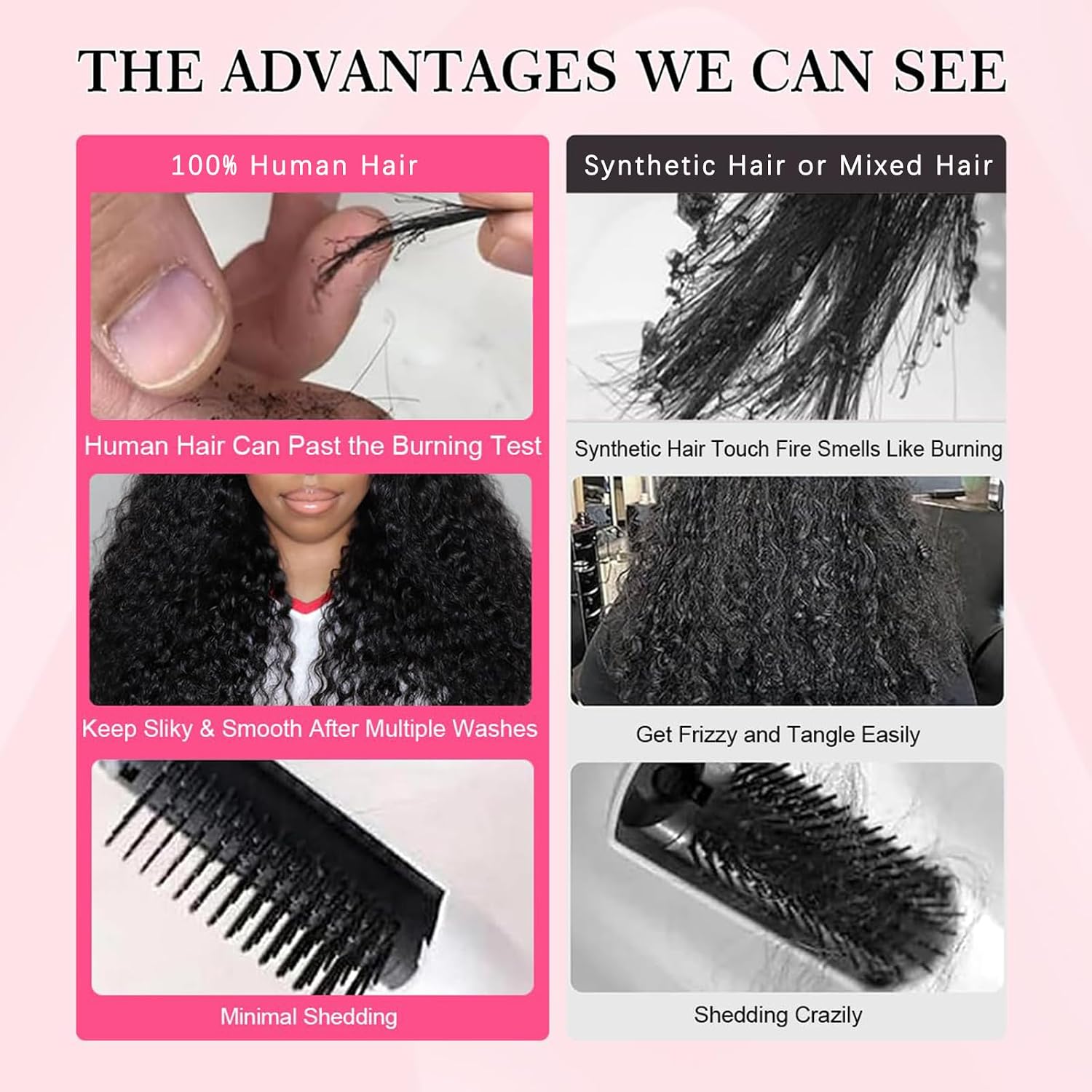Deep Wave Lace Front Wigs Human Hair Pre Plucked 13x6 HD 100% Human Hair Wig 12A Natural Black Glueless Curly Wigs Human Hair for Women Invisilbe Hairline Tiny Knots 200% Density Longer Life 24 Inch