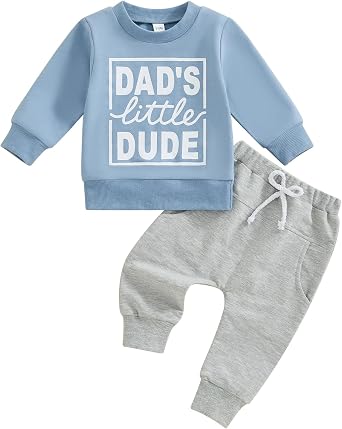 Baby Boys Fall Winter Outfits Long Sleeve Sweatshirt with Checkered Pants Set Cute Toddler Boys Clothes