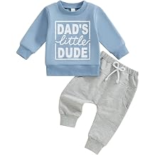Geagodelia Toddler Baby Boy Spring Fall Outfit Dads Little Dude Letter Sweatshirt Jumper Top Trouser Jogger Tracksuit Set
