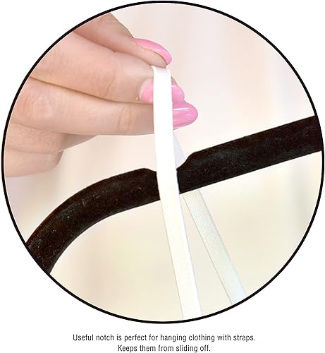 Miniatura 7 de Perchas de terciopelo negro, ultra delgadas que ahorran espacio, muescas, barra de corbata, gancho giratorio, paquete de 30, con 20 clips de