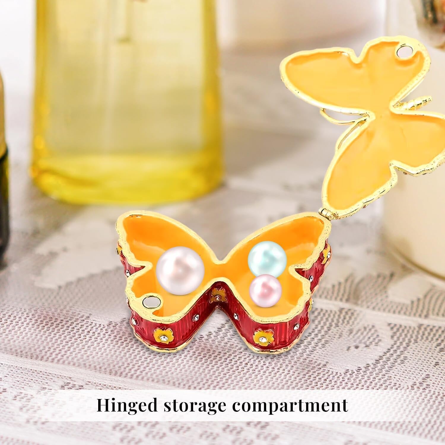 SHOP LC DELIVERING JOY Women Crystal Enameled Butterfly Trinket Box Box Organizer in Dualtone Birthday Christmas Gifts - Image 3