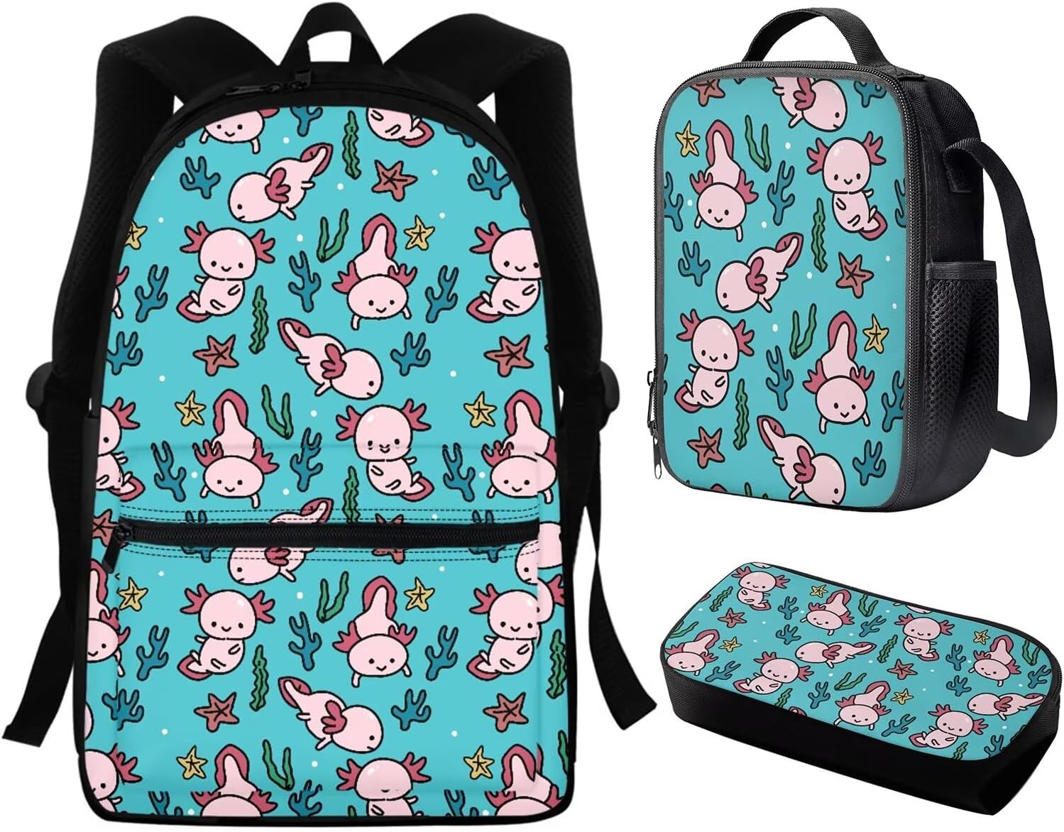 Kids Backpack Set With Lunch Bag & Pencil Case - Galaxy Wolf Design, For School & Travel - View #10