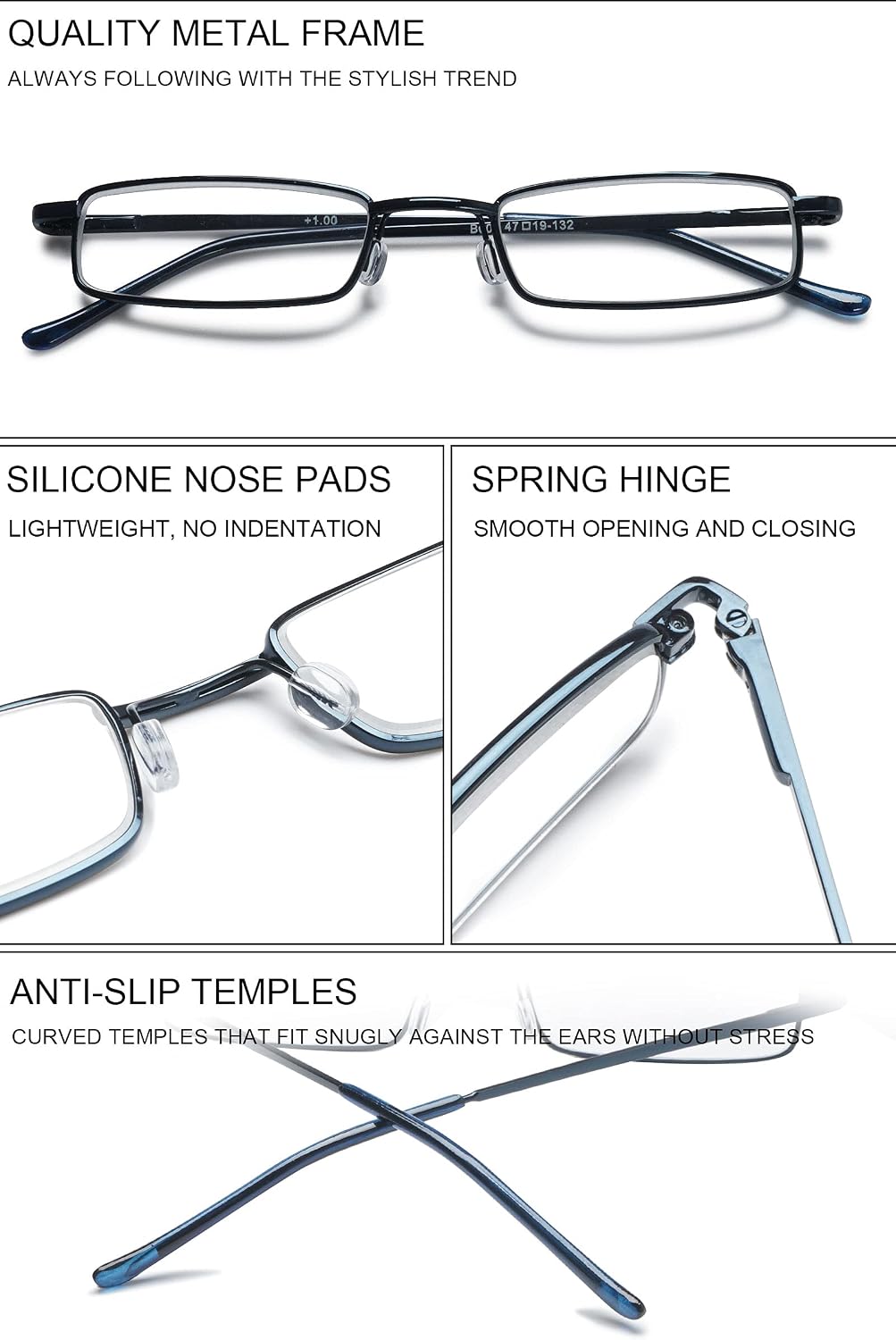 VEVESMUNDO Blue Light Blocking Reading Glasses Portable Metal Lightweight Compact Durable Travel Pocket Readers in tube case image 4