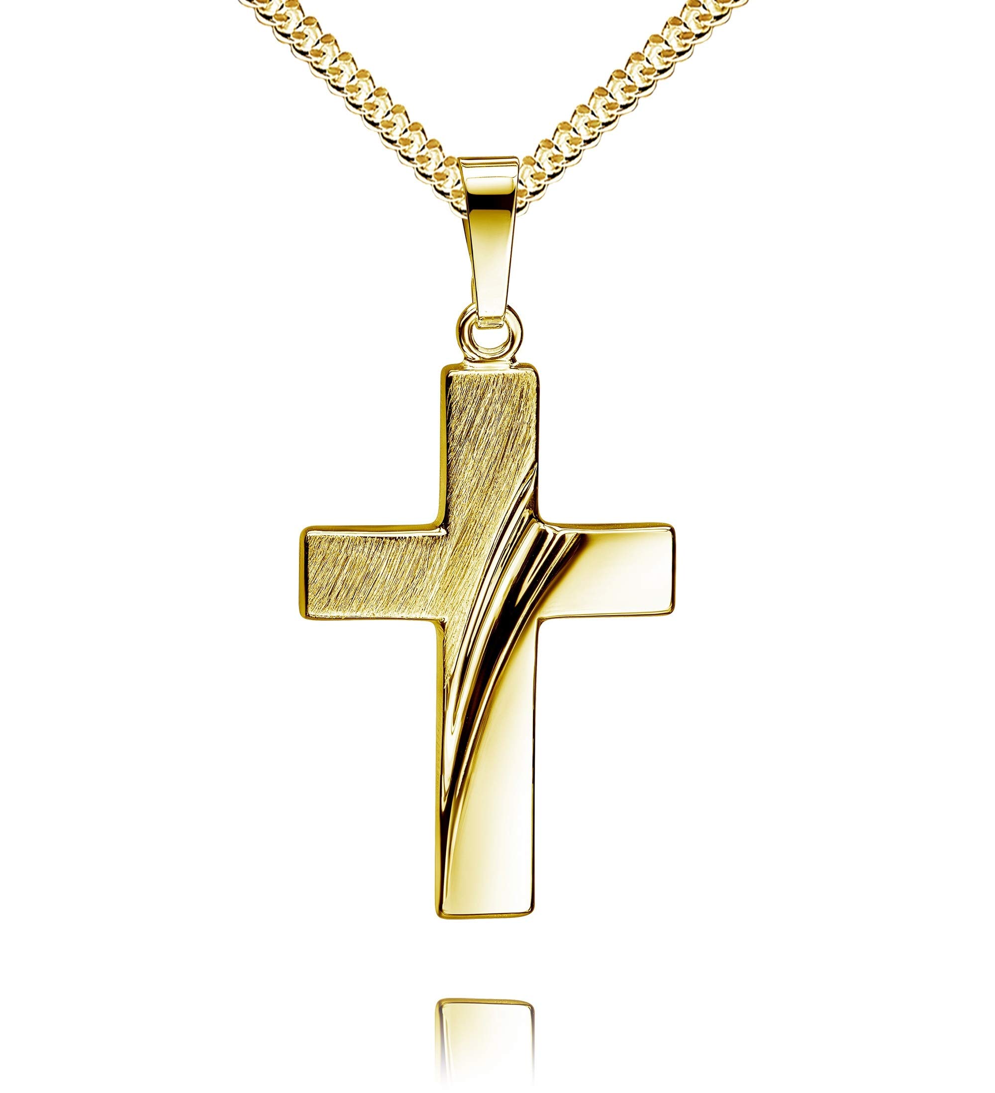 Anhänger-Kreuz Goldkreuz für Damen und Herren als Kettenanhänger 333 Gold 8 Karat mit Halskette Länge wählbar.