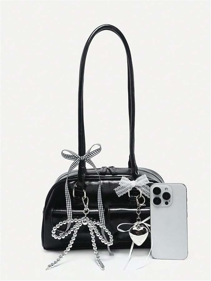GORGLITTER Women's Y2k Bow Coquette Purse Kawaii Shoulder Bag Cute
