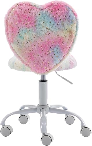 Miniatura 4 de Silla pequeña para niños, bonita silla de escritorio para niñas, sillas de estudio rodantes, sillas de computadora rosas peludas, sillas de tocador