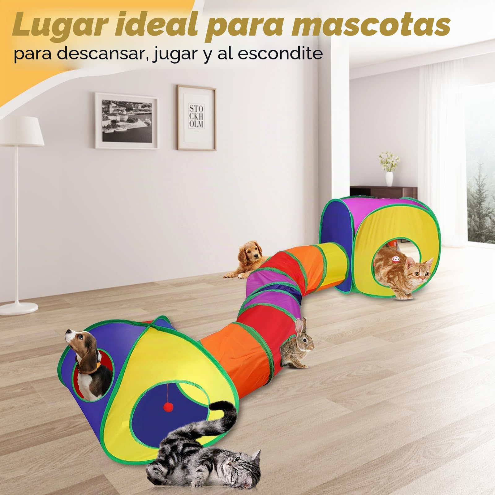 Juguetes Tunel para Gatos Tienda de Campaña para Gato Juegos Tuneles para Gatos Interactivo 3 en 1 Túnel Plegable Juego Pequeños Interactivos Juguete Gato Accesorios para Gatitos Perros Conejos