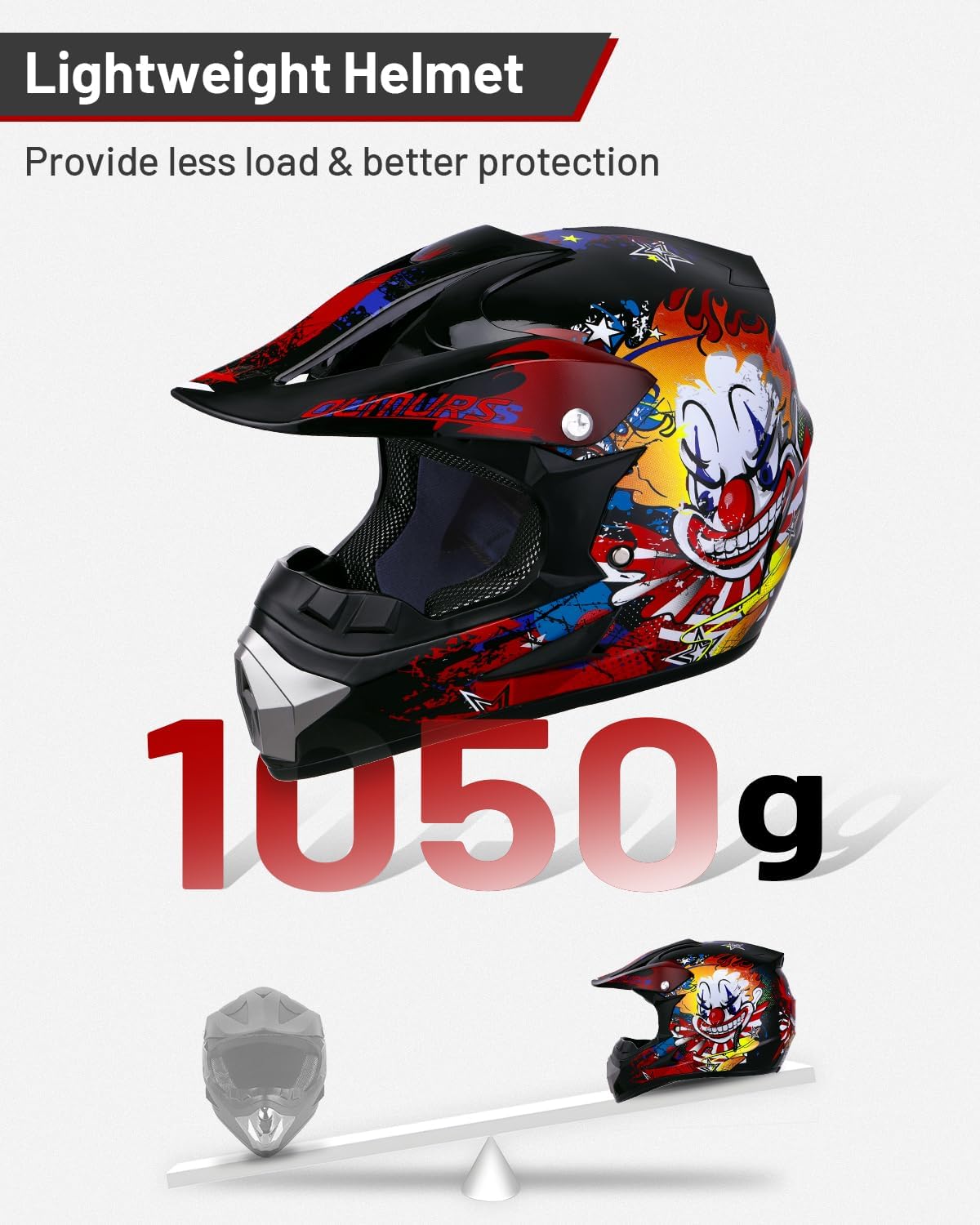 DOT Youth Dirt Bike Helmet with Goggles & Gloves for 5-14 Years Old, Youth ATV Helmets for Youth Boys Girls, Four Wheeler Helmet, Motocross BMX MX UTV Offroad Street Go Kart Dirt Bike Race Car - Image 3