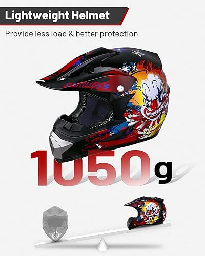 Miniatura 3 de Casco DOT para niños, con gafas y guantes, para bicicletas de tierra de 5 a 14 años, cascos ATV para niños y niñas, casco para cuatrimotos para