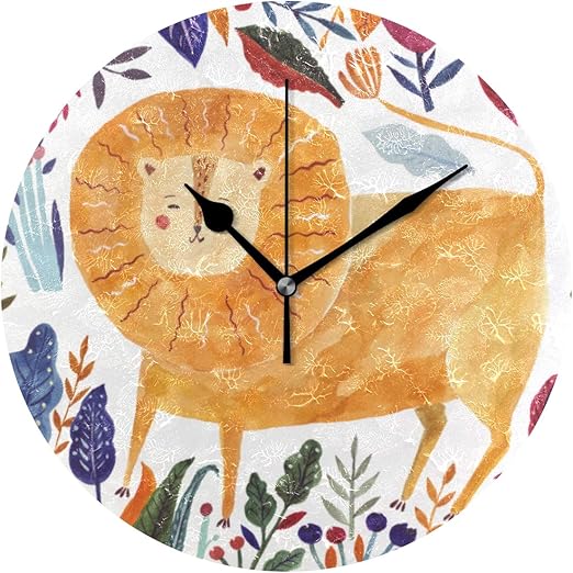Amazon Co Jp Gukisala 壁時計 油絵っぽいの質感があり掛け時計 水彩イラストかわいいライオンの素晴らしい花 ナチュラル オシャレな インテリア お部屋 寝室 に 飾り 母の日 記念日 引っ越し プレゼント ホーム キッチン