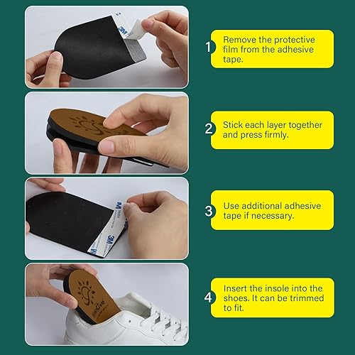 Miniatura 8 de Welnove - Plaquitas ajustables de elevación de talón para zapatos, 4 capas ortopédicas para mujeres, piernas irregulares, longitud de pierna,