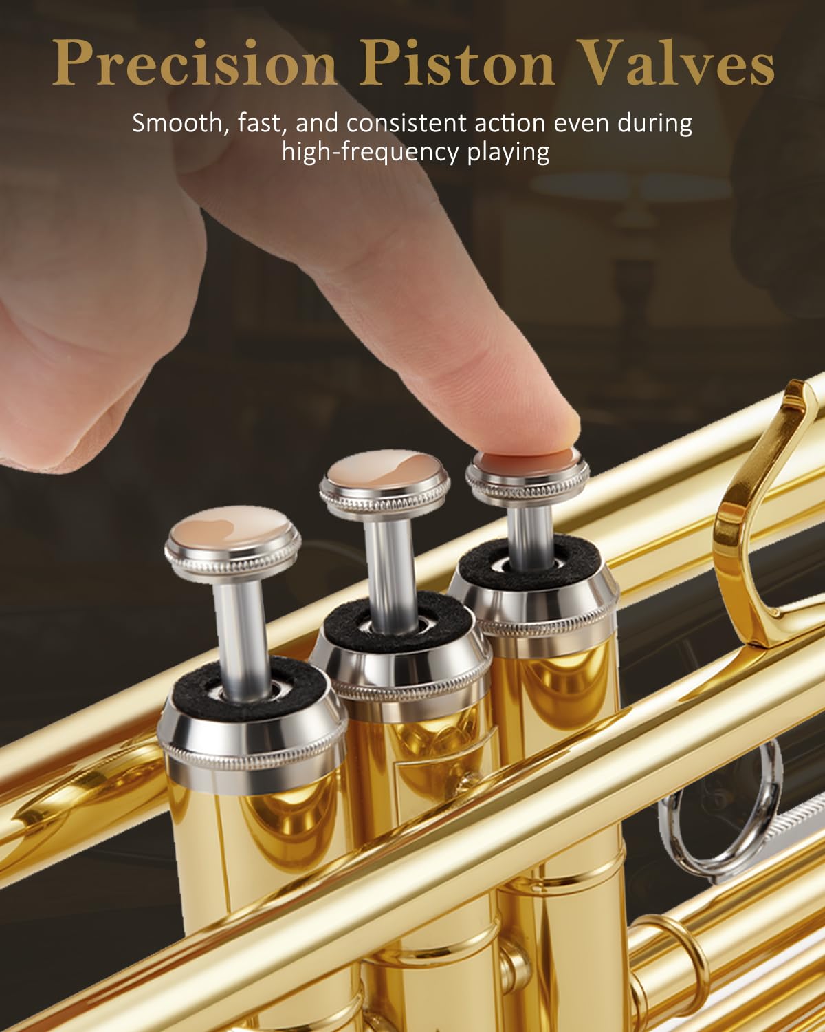 STRICH Bb Standard-Trompeten-Set für Anfänger, Blechblasinstrument für Schüler mit Hartschalenkoffer, Reinigungsset, Mundstücken 7C und 3C, Handschuhen – STR-1G, Gold