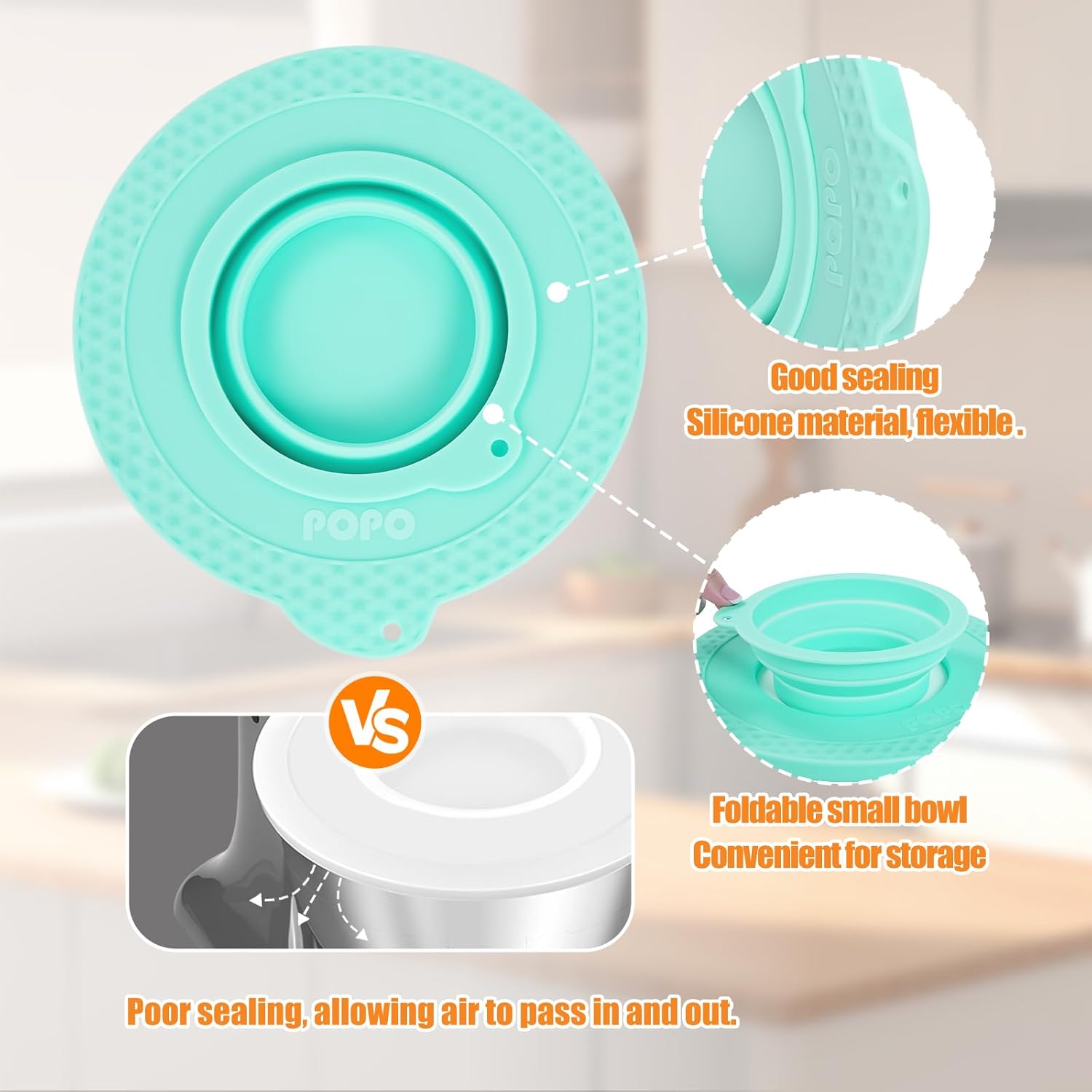 Silicone Mixers Bowl Cover Compatible with KitchenAid 4.5-5 Quart Tilt-Head Stand Mixers Bowl,with Collapsible Small Bowl(Green) - Image 6