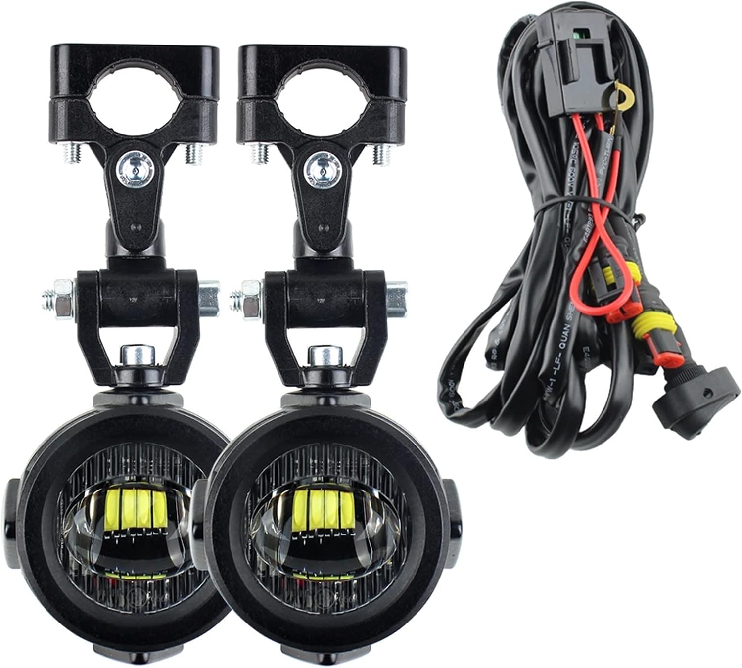 Universal 40W Motorcycle LED Auxiliary Fog Light Fit For R1200GS ADV F800GS Driving Headlight 6500k Lamp(Lights harness)