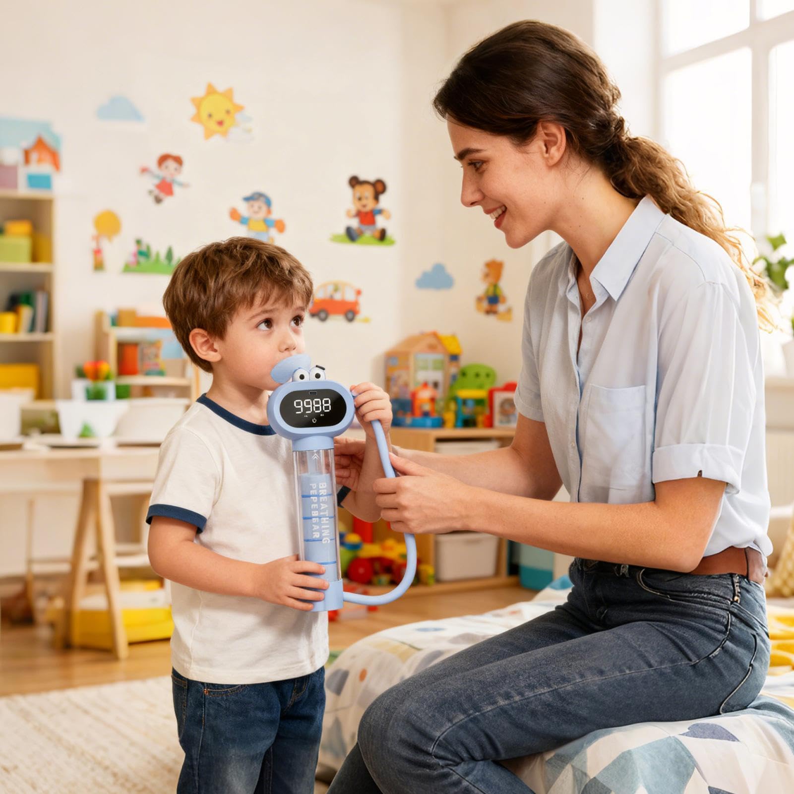Spiromètre d'exercice Pulmonaire | Spiromètre Portable Équipement de Fitness - Entraîneur Respiratoire | pour Adolescents Garçons Maison Extérieur École Fitness Sports
