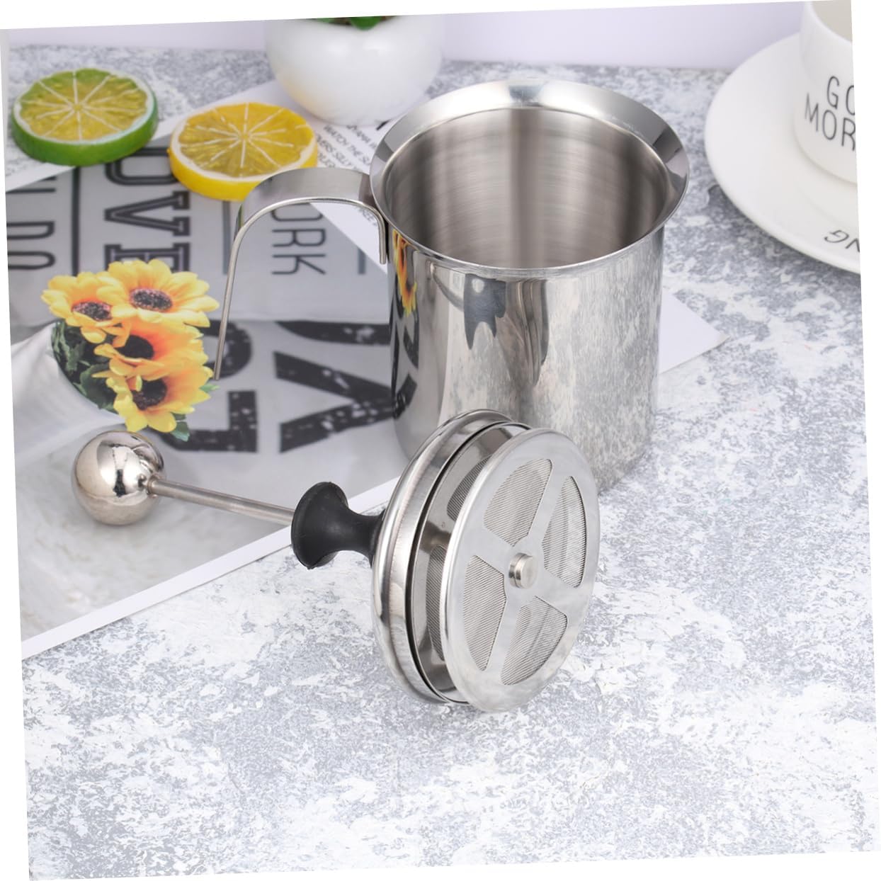 Stainless Steel Manual Milk Frother 400ml Milk Double Mesh Easy Foam Maker