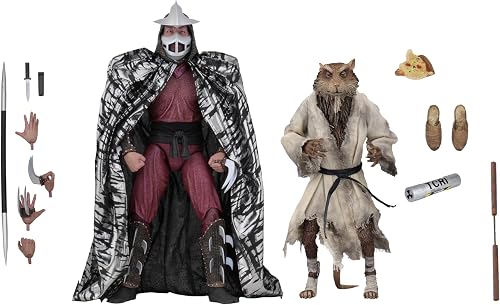 NECA - Mutant Teenager Ninja Turtles (Film 1990) - 7 Inch Scale Action Figure - Pack of 2 Splinter and Shredder - 5