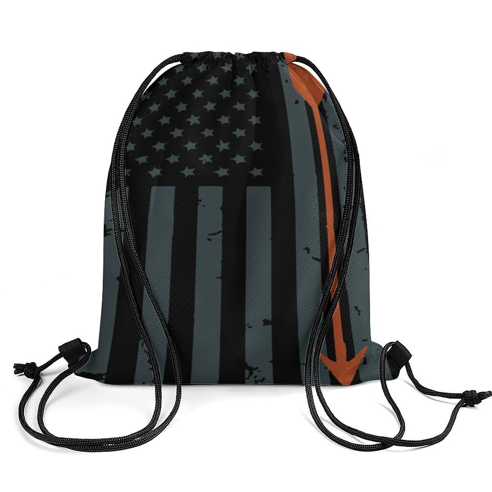 Red Archery Arrow Distressed Flag Drawstring Backpack Durable Sport Gym Bags Daypack for Men Women 35 * 42cm