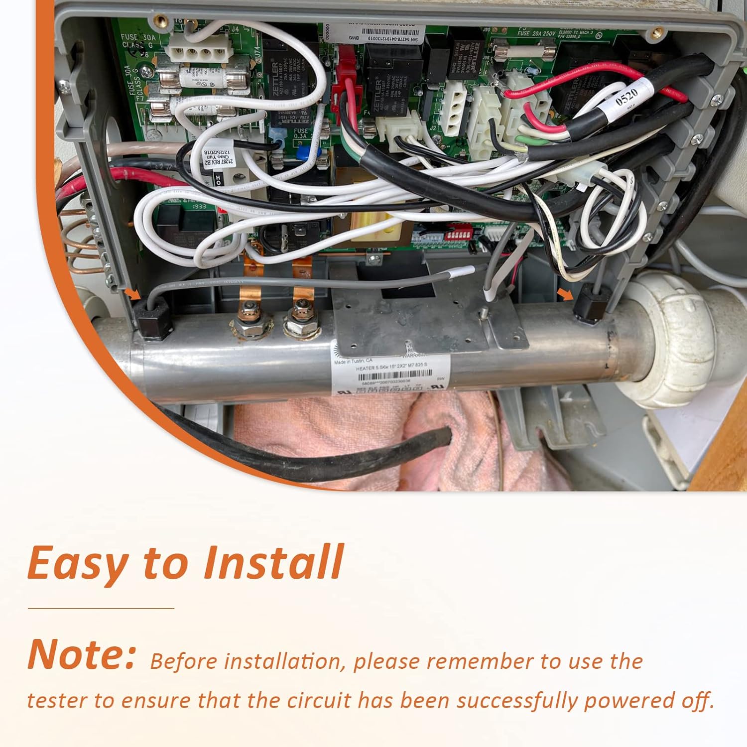 5.5KW 240V Universal Heating Element and Spa Temp Sensor Replacement for Balboa Spa Heater Element or Gecko Flo-Thru Hot Tub Spas Electric Heaters (10 inch)