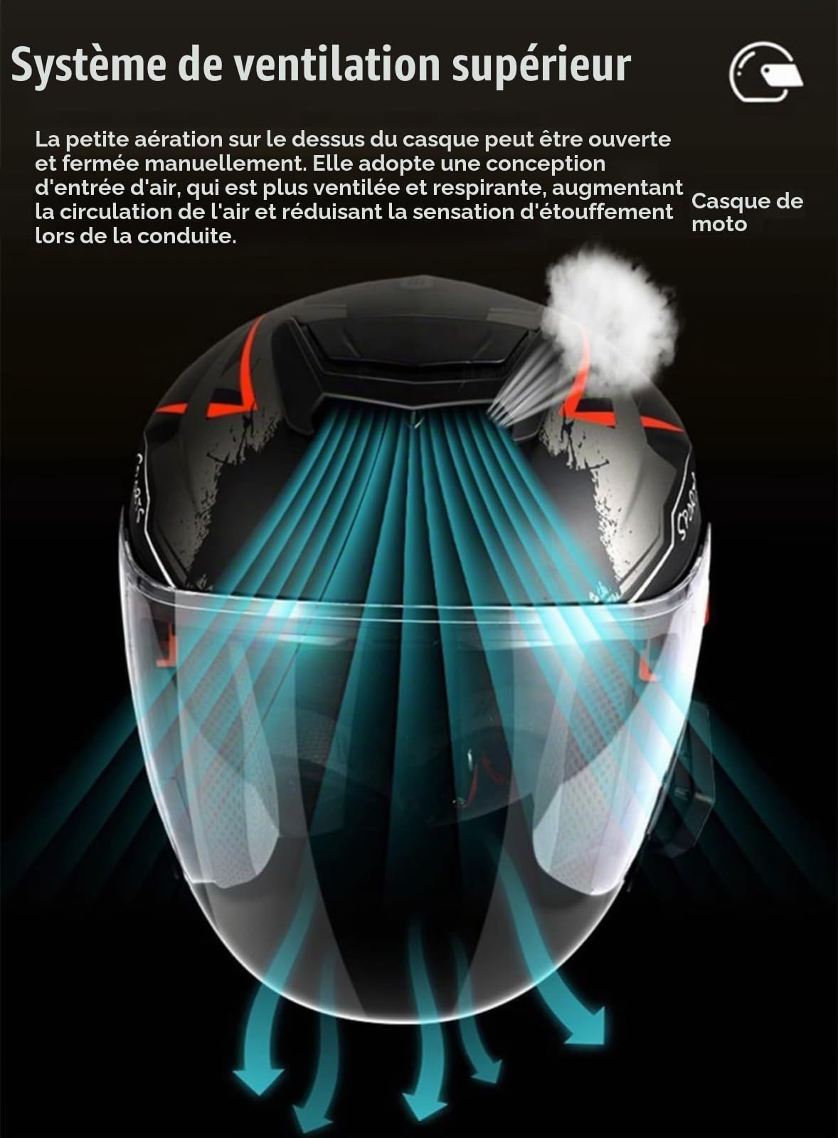 Casques Jet Vintage, Casques De Moto Rétro Ouverts Certifiés ECE/Dot, Demi-Casques De Scooter 3/4 avec Double Visière, Casques De Cyclomoteur pour Hommes Et Femmes C,4XL=67~68CM