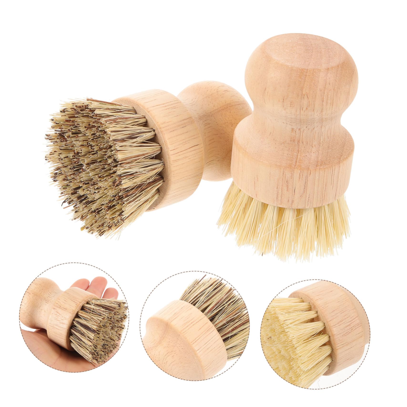 3 Series Cepillo De Cocina Mango Ergonómico Y Cerdas Resistentes para Limpieza De Utensilios Verduras Y Fregaderos Cepillo Multifuncional De Madera 2 Piezas X 3