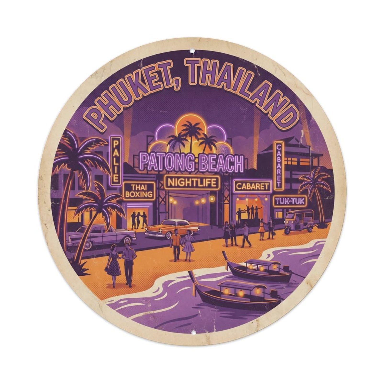 Phuket Patong Beach Island Night Resort Travel Metal Tin Sign