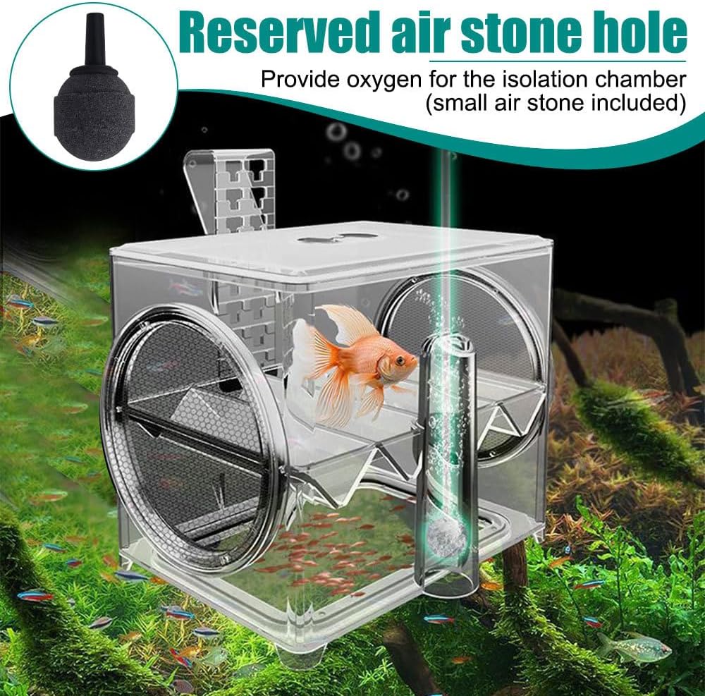 Aquarium Fish Breeding Box, Suspended Fish Tank Hatchery Incubator with Permeable Hole, Acrylic Hatching Isolation Box for Young Fishes Shrimp Betta