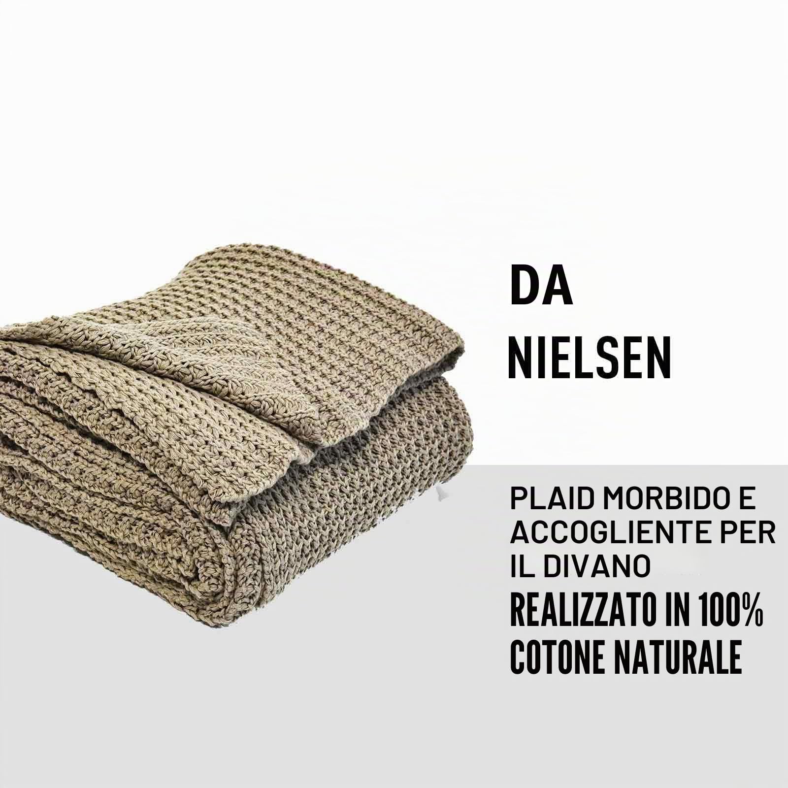 Coperta Alen lavorata a maglia, 150 x 200 cm, sabbia, 100% cotone, Ökotex