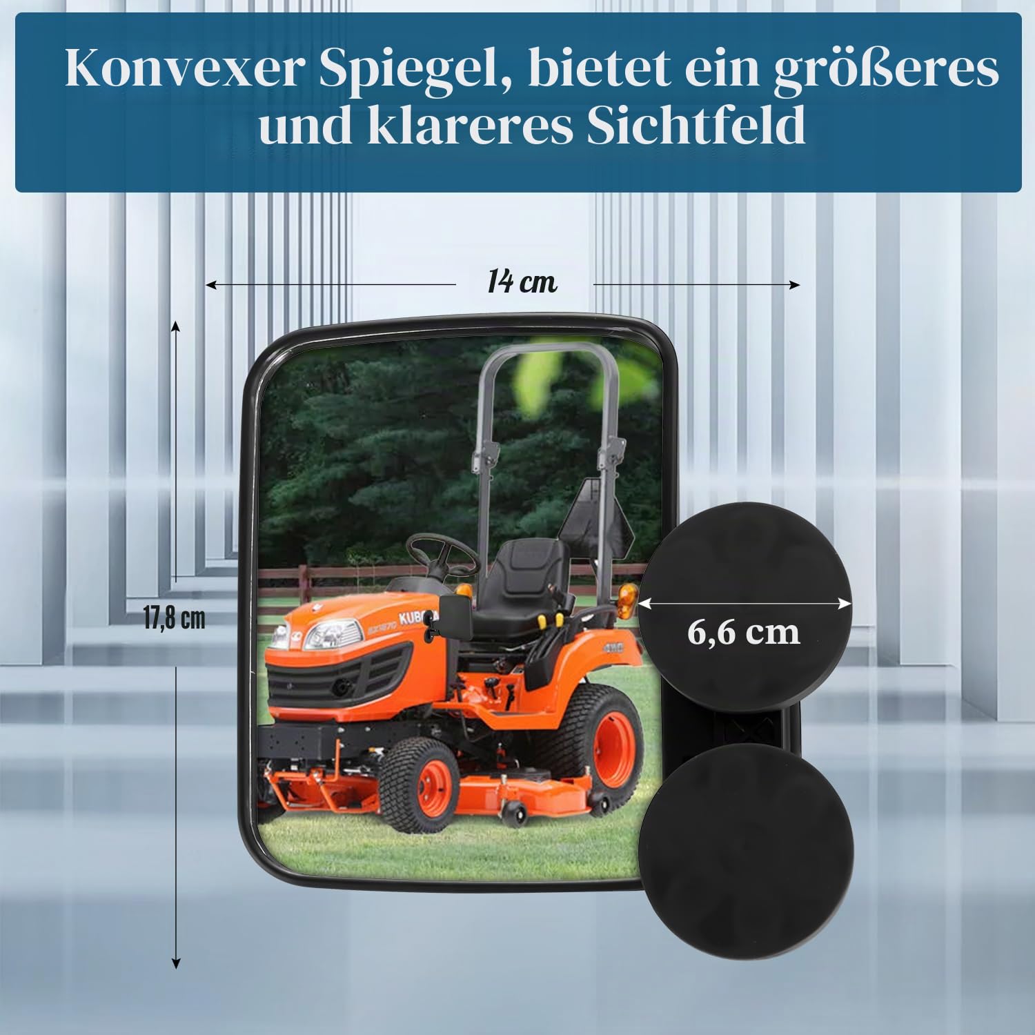 Universal Traktorspiegel, Starke magnetische Traktor-Seitenspiegel, Kompatibel mit Kubota B BX Mahindra John Deere Traktor, Zubehör