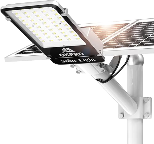 Luces solares de calle de 20000 W para exteriores, 7000 K, luces solares de estacionamiento comercial del atardecer al amanecer, luz de calle al