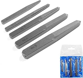 5 PCS Easy out Bolt Extractor Set, Straight Fluted Screw Extractor Set Square Type Broken Damaged Bolt Removal Tool for Broken Bolts Thread Repair (carbon Steel)