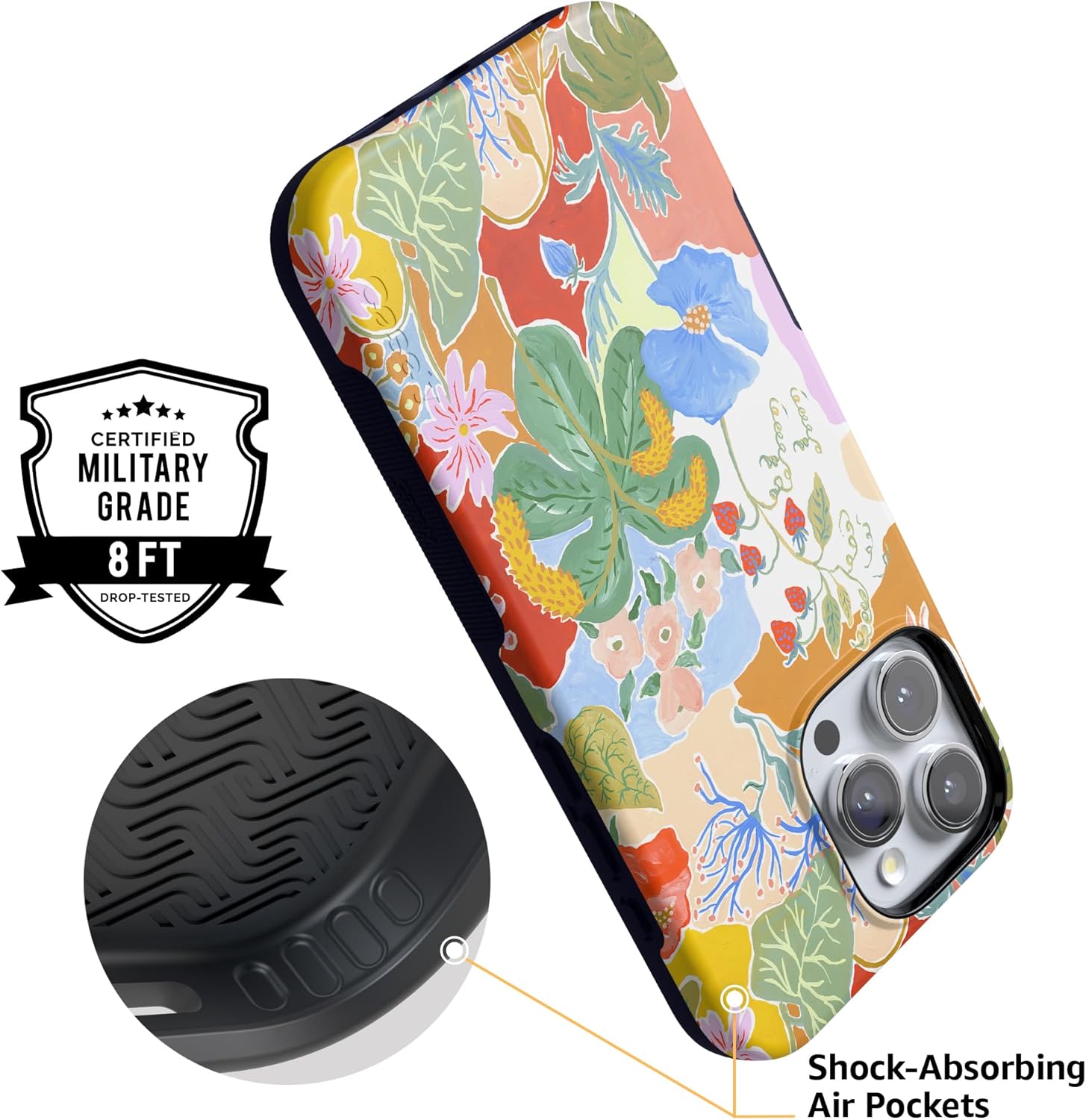 Casely iPhone 16 Pro Case | Botanical Blooms | Floral Patchwork | Bold Protective Design | Compatible with MagSafe