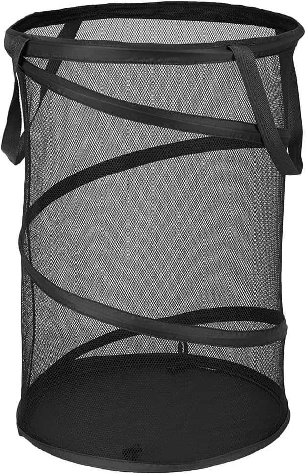 HOMSFOU Folding Mesh Laundry Basket Large Capacity Storage Bin for Clothes Toys and Sundries Space-saving Design for Bedroom Bathroom and Playroom Organization