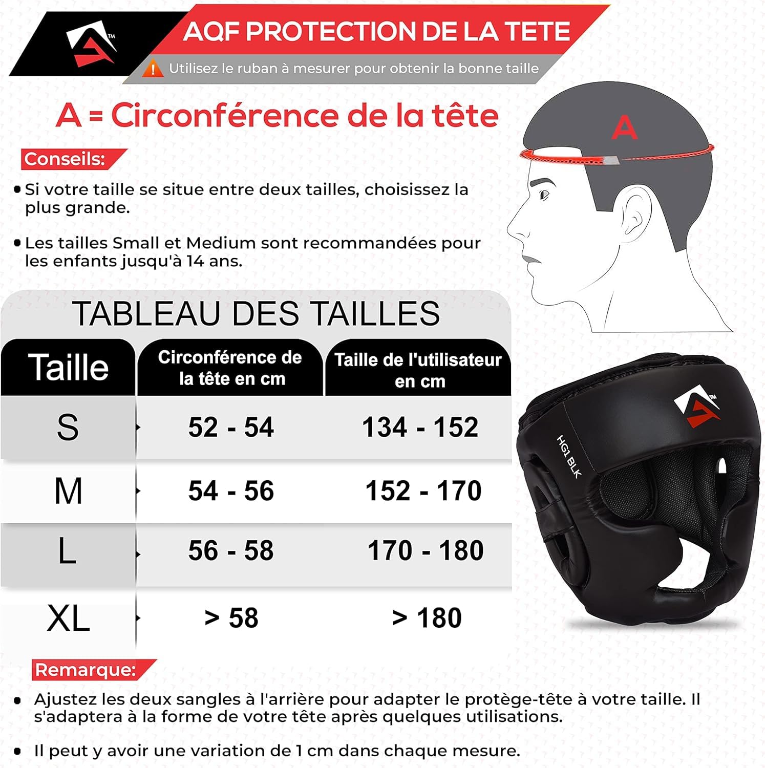 AQF Casque Boxe, CE Approuvé MMA Entraînement Casque De Boxe, Casques Sports Combat, Muay Thai Casque Integral pour Tête Protection, Sparring, Kickboxing, Art Martiaux, Karaté Head Guard Noir