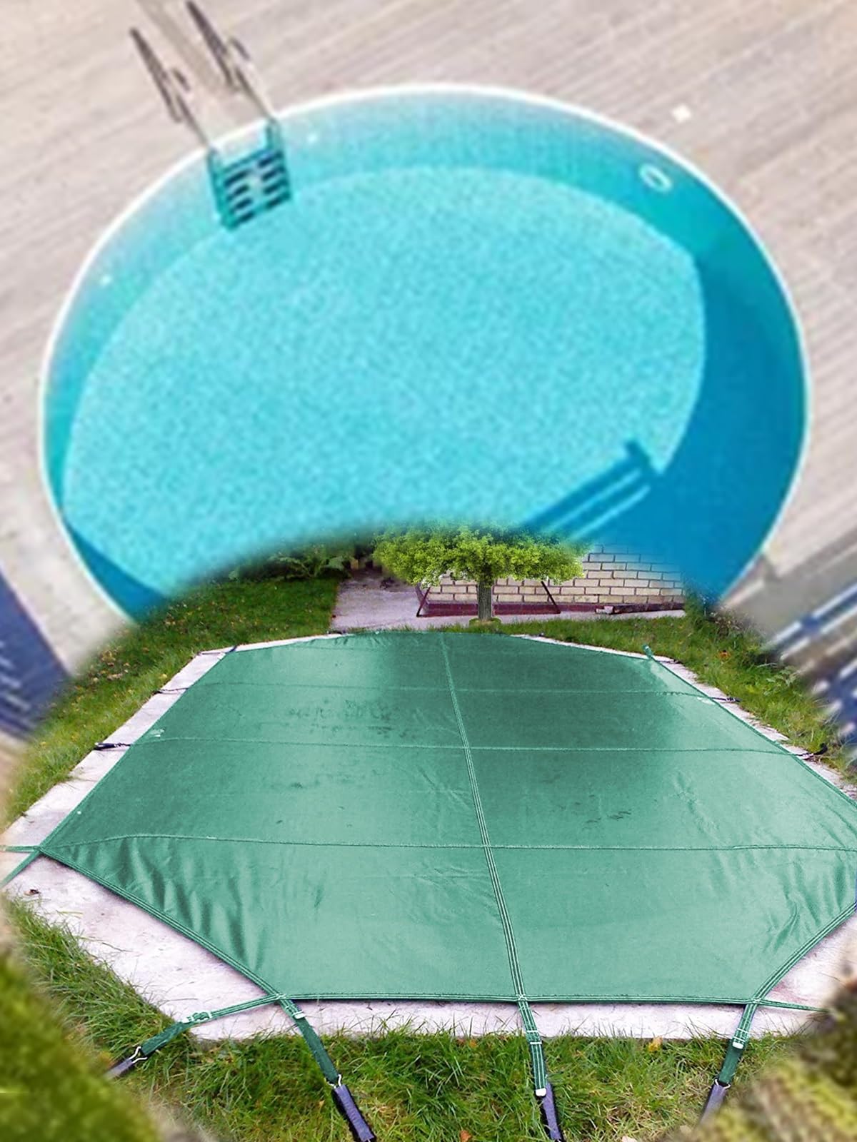Bâche de sécurité d'hiver pour piscine creusée, filet résistant pour piscine creusée, empêche les débris et assure la sécurité hors saison