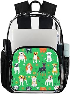 Mochila transparente com estampa de pata fofa de cachorro, mochila transparente impermeável de cachorro de desenho animado mochila transparente de PVC com alça de ombro reforçada para escola, trabalho, viagens, Multicor
