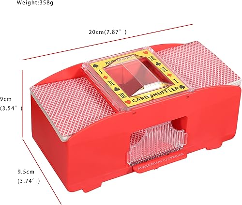 Miniatura 3 de WYZworks Red Casino - Barajador automático de cartas de 2 barajas, funciona con pilas, para juegos de cartas de blackjack y póker (1-2 mazos,