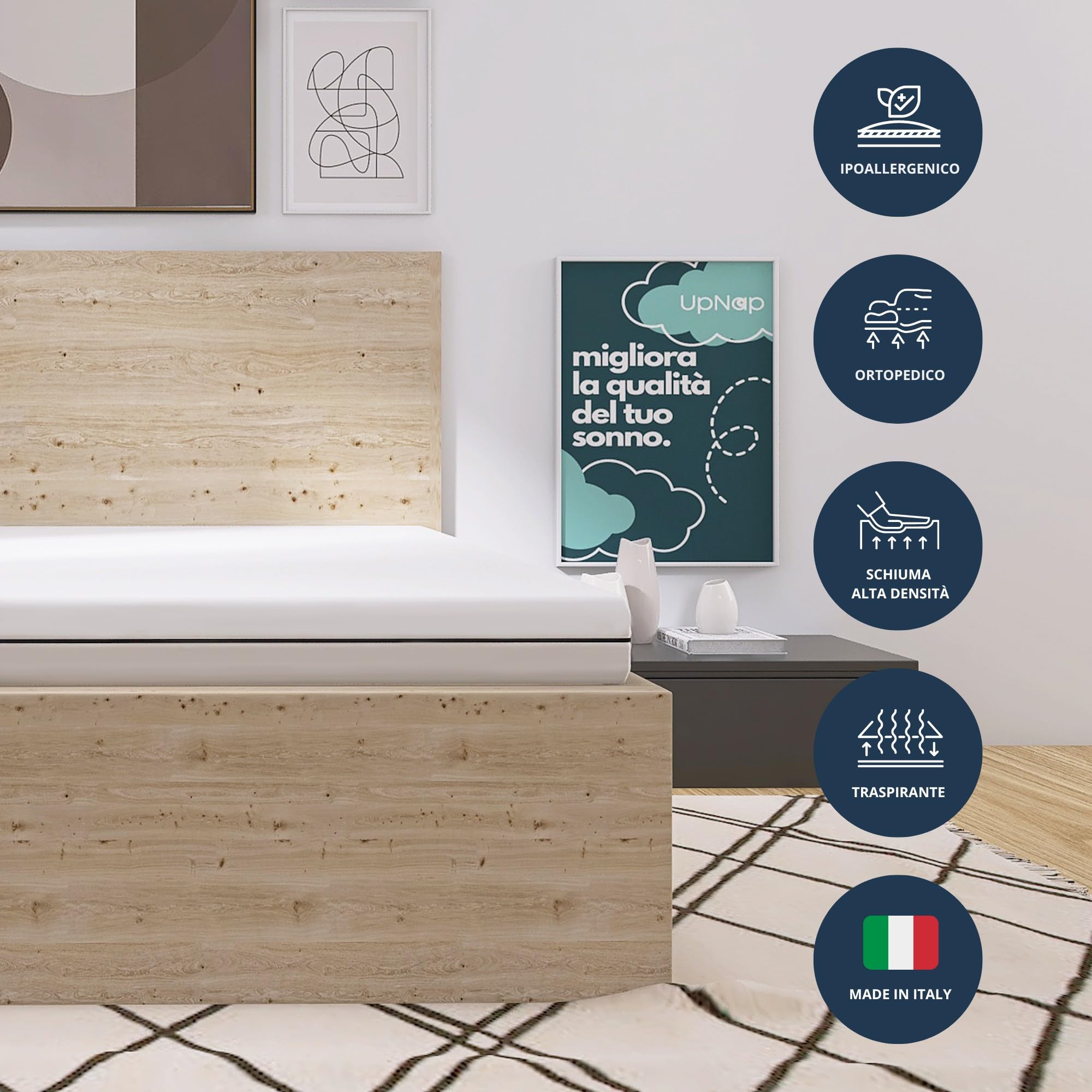 Fuze | Materasso Matrimoniale 160 x 190 cm in Schiuma Ipoallergenica | Altezza 20 cm | Ortopedico e Ipoallergenico | Rivestimento Antiacaro e Antibatterico | 100% Made in Italy