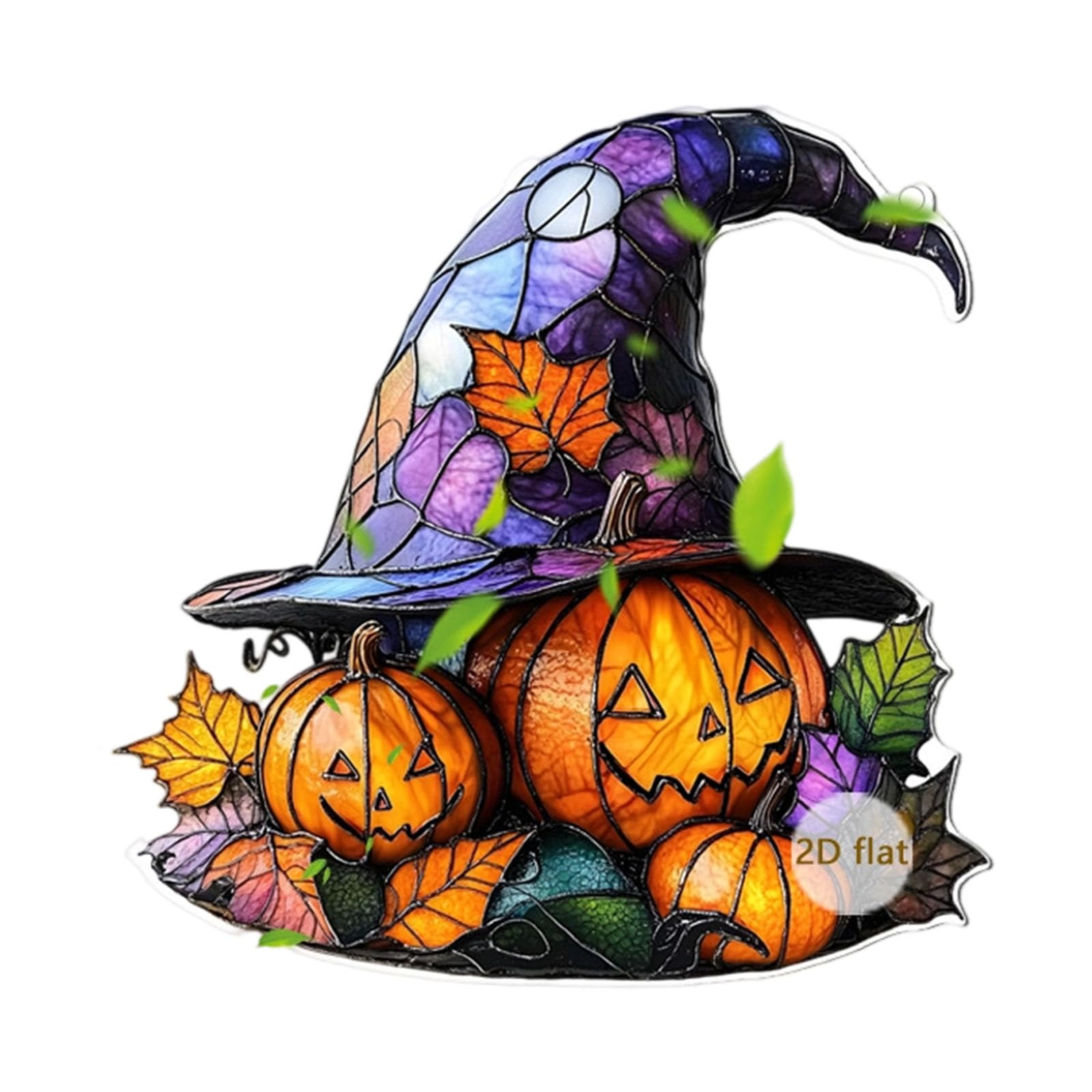 Carotoe I Stained Glass Window Hanging, Witch Hat Suncatchers Colorful Glass Panel Wall Art Decors For Balconies, Yard, Wall Garden Witch Hat Stained Suncatchers Window Hanging Decoration