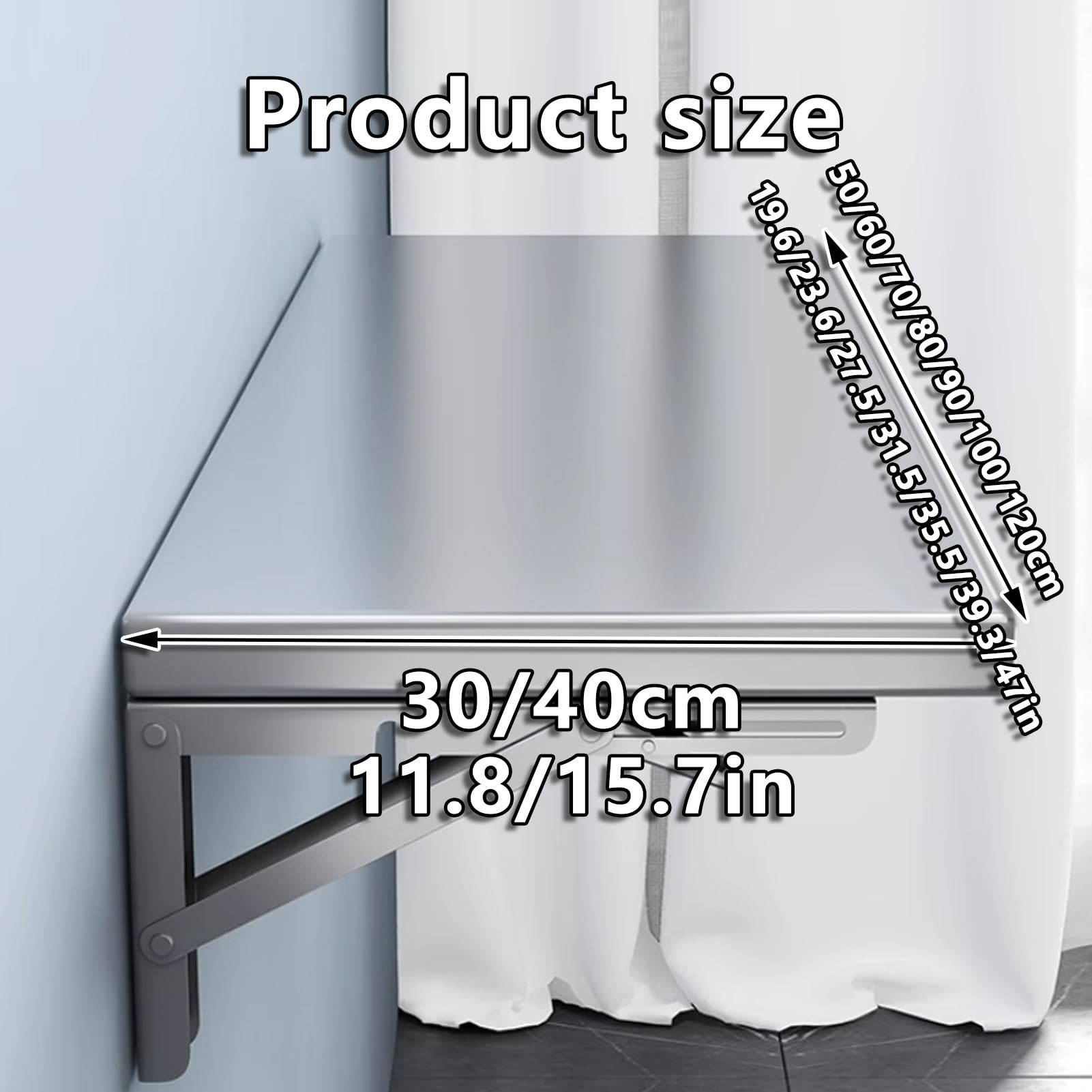 Mesa Plegable Flotante Montada En La Pared, Escritorios para Estaciones De Trabajo,Mesa Colgante Que Ahorra Espacio Estudio, Dormitorio, Baño O Balcón(50 * 30cm)
